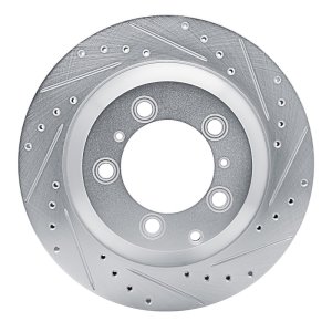 Porsche Cayenne Brake Rotor (1) - Rear Right - R1 Concepts - Drilled & Slotted - Silver - `19-`23